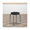 Stackable Stool with Black Seat and Silver Powder Coated Frame