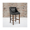 Carmel Series 30" High Transitional Tufted Walnut Barstool with Accent Nail Trim in Leather