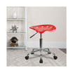Vibrant Red Tractor Seat and Chrome Stool