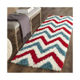 Shag Kids Ivory and Red 2'3" x 7' Runner Area Rug