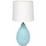 Simple Designs Textured Stucco Ceramic Oval Table Lamp