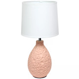 Simple Designs Textured Stucco Ceramic Oval Table Lamp