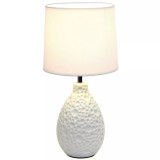 Simple Designs Textured Stucco Ceramic Oval Table Lamp