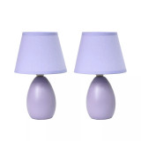 Simple Designs Mini Egg Oval Ceramic Table Lamp 2 Pack Set