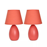 Simple Designs Mini Egg Oval Ceramic Table Lamp 2 Pack Set