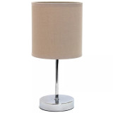 Simple Designs Chrome Mini Basic Table Lamp with Fabric Shade