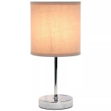 Simple Designs Chrome Mini Basic Table Lamp with Fabric Shade