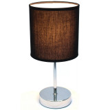 Simple Designs Chrome Mini Basic Table Lamp with Fabric Shade