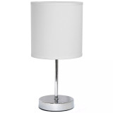 Simple Designs Chrome Mini Basic Table Lamp with Fabric Shade
