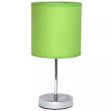Simple Designs Chrome Mini Basic Table Lamp with Fabric Shade