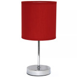 Simple Designs Chrome Mini Basic Table Lamp with Fabric Shade