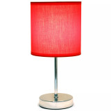 Simple Designs Chrome Mini Basic Table Lamp with Fabric Shade