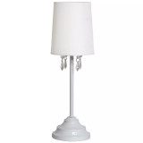 Simple Designs 		Table Lamp with Fabric Shade and Hanging Acrylic Beads