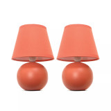 Simple Designs Mini Ceramic Globe Table Lamp 2 Pack Set