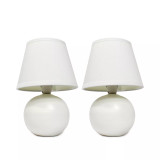 Simple Designs Mini Ceramic Globe Table Lamp 2 Pack Set