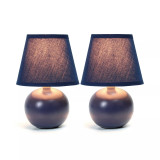 Simple Designs Mini Ceramic Globe Table Lamp 2 Pack Set