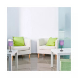 Simple Designs Chrome Mini Basic Table Lamp with Fabric Shade 2 Pack Set