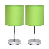Simple Designs Chrome Mini Basic Table Lamp with Fabric Shade 2 Pack Set