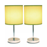 Simple Designs Chrome Mini Basic Table Lamp with Fabric Shade 2 Pack Set