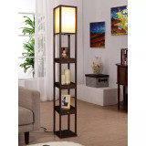 Maxwell Shelf & LED Floor Lamp with Lantern Shade with Drawers