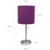 Stick Lamp with USB Charging Port and Fabric Shade 2 Pack Set