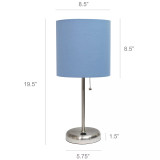 Stick Lamp with USB Charging Port and Fabric Shade 2 Pack Set
