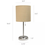 Stick Lamp with USB Charging Port and Fabric Shade 2 Pack Set