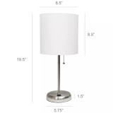 Stick Lamp with USB Charging Port and Fabric Shade 2 Pack Set