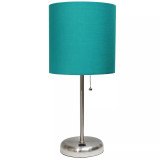 Lime Lights Stick Lamp with USB charging port and Fabric Shade