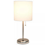 Lime Lights Stick Lamp with USB charging port and Fabric Shade