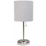 Lime Lights Stick Lamp with USB charging port and Fabric Shade