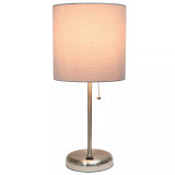 Lime Lights Stick Lamp with USB charging port and Fabric Shade