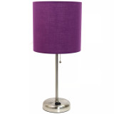 Lime Lights Stick Lamp with Charging Outlet and Fabric Shade