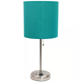 Lime Lights Stick Lamp with Charging Outlet and Fabric Shade