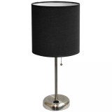 Lime Lights Stick Lamp with Charging Outlet and Fabric Shade