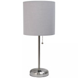 Lime Lights Stick Lamp with Charging Outlet and Fabric Shade