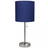 Lime Lights Stick Lamp with Charging Outlet and Fabric Shade