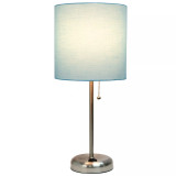 Lime Lights Stick Lamp with Charging Outlet and Fabric Shade