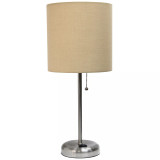 Lime Lights Stick Lamp with Charging Outlet and Fabric Shade