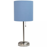 Lime Lights Stick Lamp with Charging Outlet and Fabric Shade