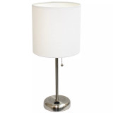 Lime Lights Stick Lamp with Charging Outlet and Fabric Shade