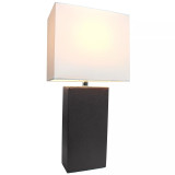 Elegant Designs Modern Leather Table Lamp with White Fabric Shade