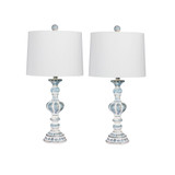 Distressed Sculpted Candlestick Resin Table Lamps, Set of 2