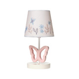 Baby Blooms Pink Butterfly Nursery Lamp with Floral Shade & Bulb
