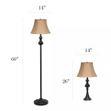 Elegant Designs Traditionally Crafted 3 Pack Lamp Set 2 Table Lamps, 1 Floor Lamp Shades