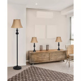 Elegant Designs Traditionally Crafted 3 Pack Lamp Set 2 Table Lamps, 1 Floor Lamp Shades