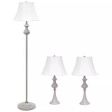 Elegant Designs Traditionally Crafted 3 Pack Lamp Set 2 Table Lamps, 1 Floor Lamp Shades