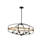 Kirkland 6-Light Linear Chandelier in English Bronze and Warm Brass
