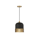 Eclipse 1-Light Pendant in Matte Black with Warm Brass Accents