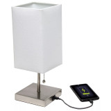 Petite Stick Lamp with USB Charging Port and Shade